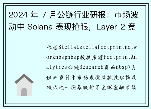 2024 年 7 月公链行业研报：市场波动中 Solana 表现抢眼，Layer 2 竞争白热化