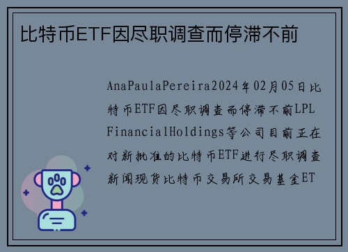 比特币ETF因尽职调查而停滞不前 